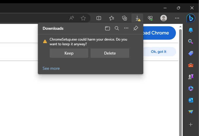 chromesetup flagged harmful by edge