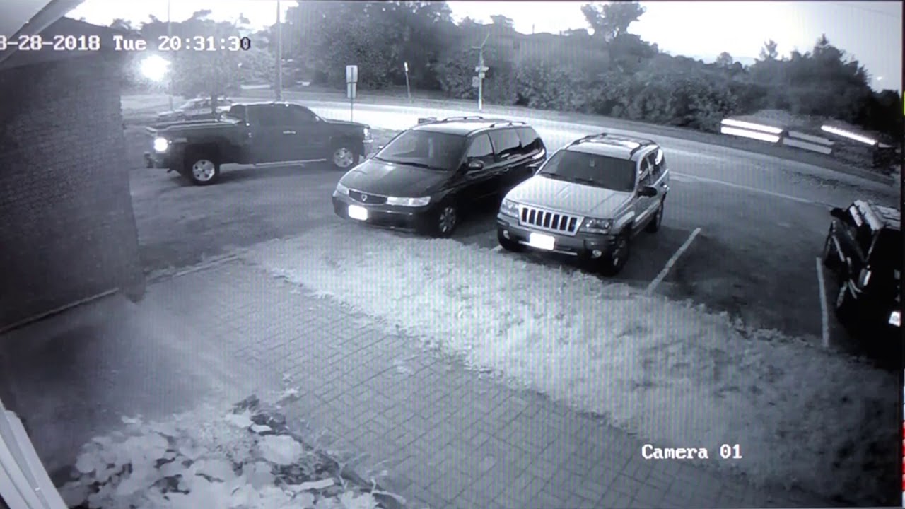 Security footage of airborne Tesla