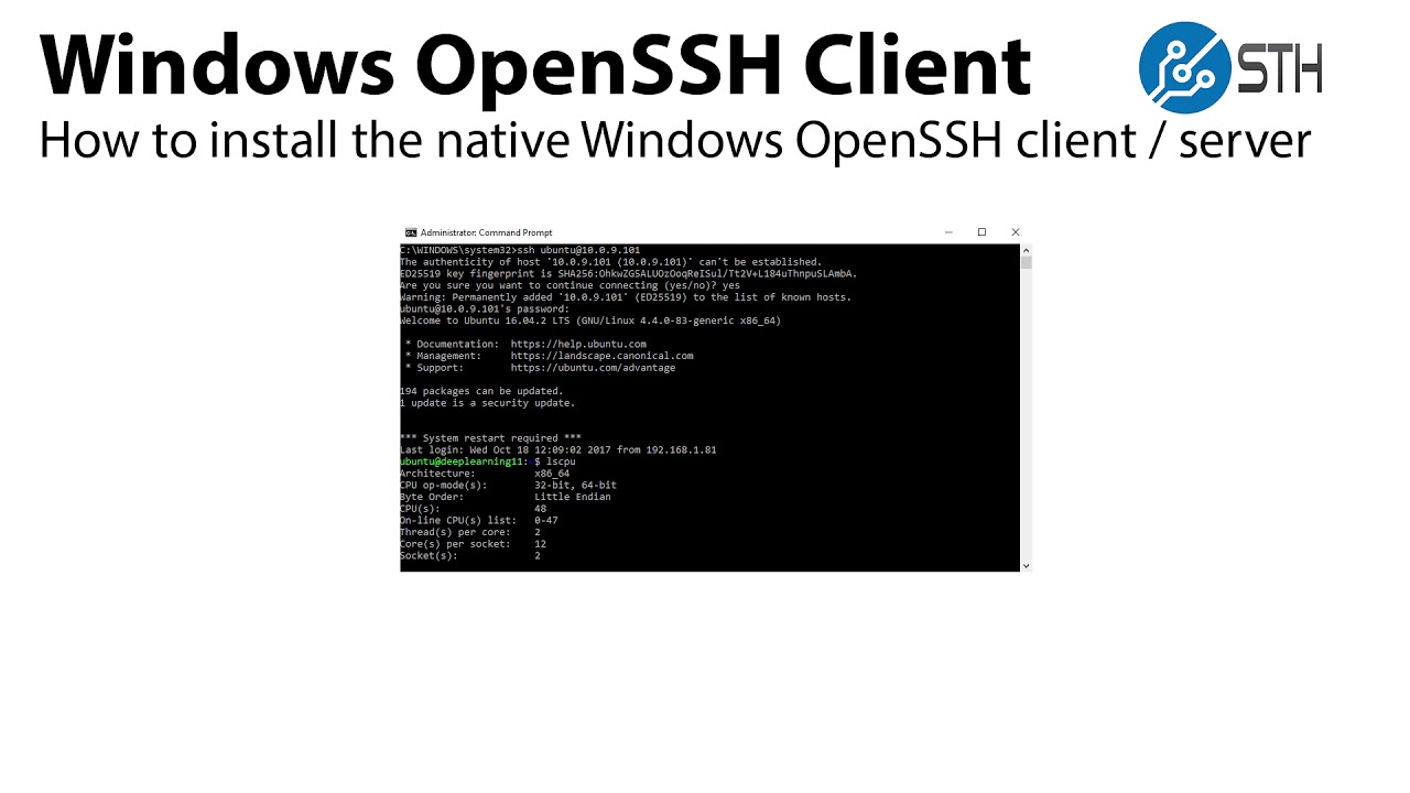 How to install the Microsoft Windows OpenSSH client and server