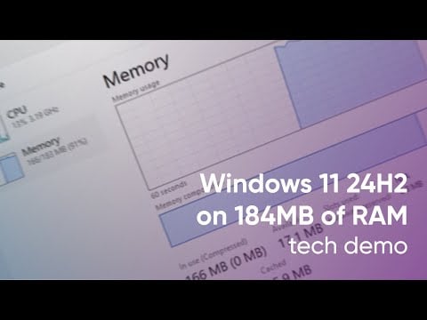 Windows 11 24H2 on 184MB of RAM