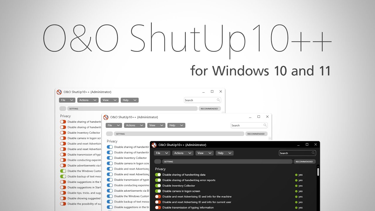O&O ShutUp10++: For Windows 10 & 11, with Dark Mode