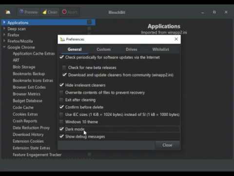 Four themes: BleachBit 4.0.0 on Windows 10