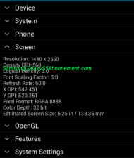 Galaxy S5 screen specs screenshot