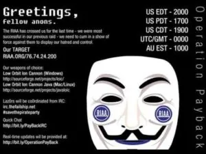 anonymous group attacks riaa