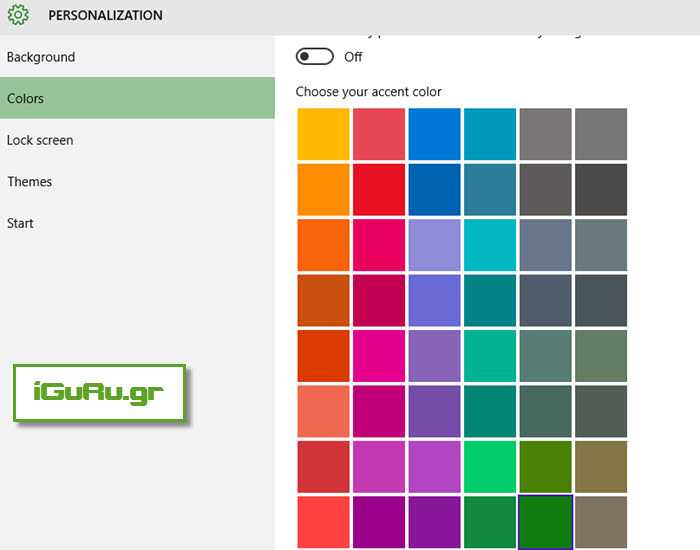 windows 10 colors
