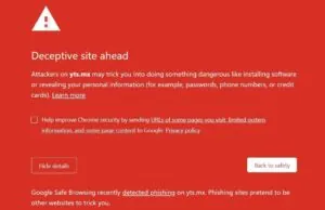 YTS μποκαρισμένο από Chrome και Firefox για phishing