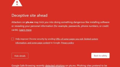 YTS μποκαρισμένο από Chrome και Firefox για phishing