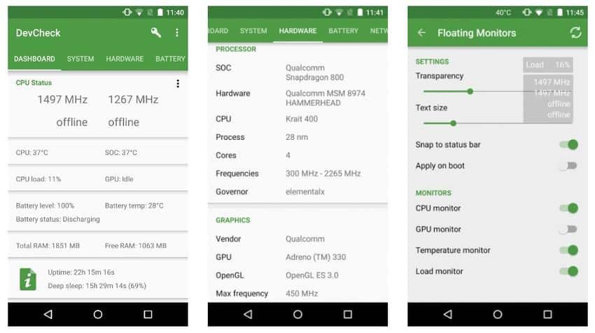 devcheck hardware and system info