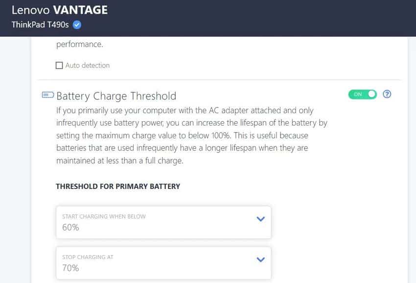 lenovo vantage battery threshold