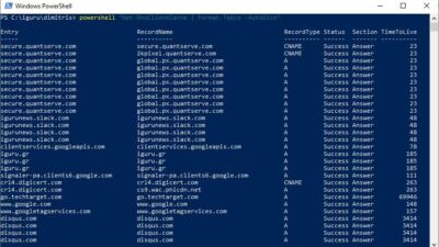 powershell dns chache