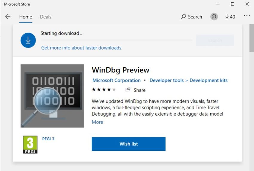windbg mistosoft store