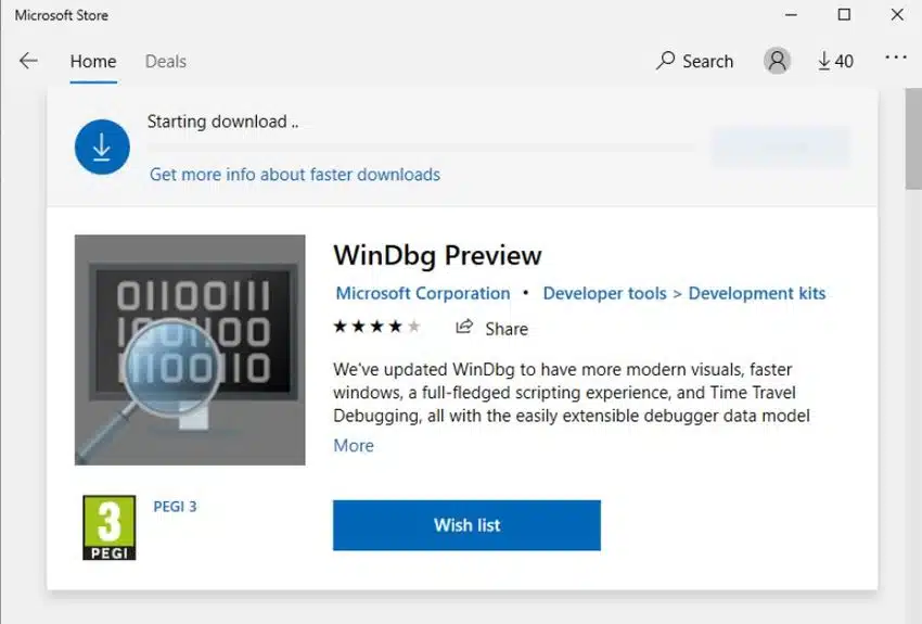 windbg mistosoft store