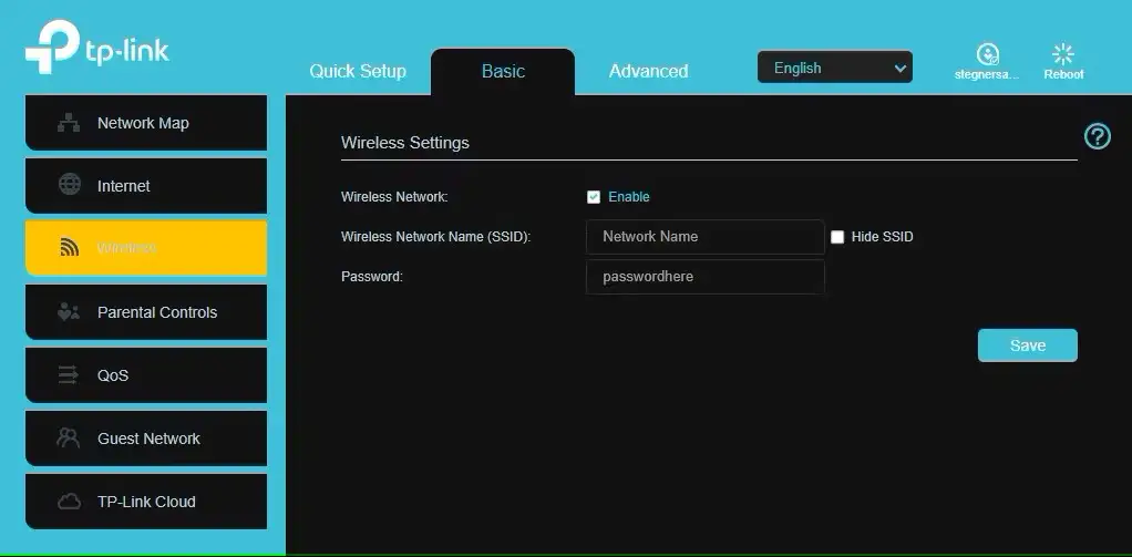 tp link wifi ssid password hidden