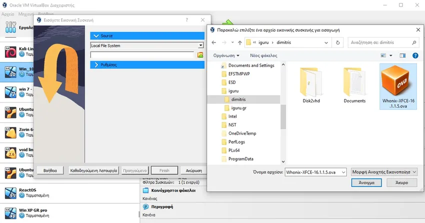 virtualbox inport whonix 2
