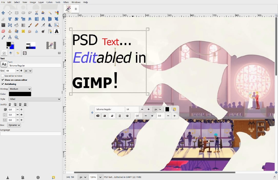 gimp psd text editable